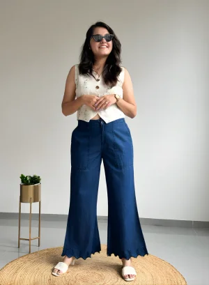 Navy Blue Wide Leg Pants